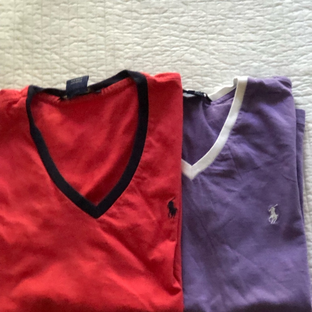 Polo Ralph Lauren Women’s T-Shirts. Lavender and Red medium size